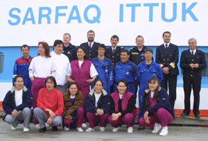 Besætningen ved ankomsten til Nuuk